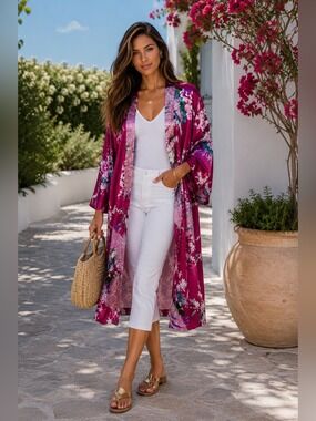 Kimono Robe | Size L | Silk-Feel Wrap Veamin